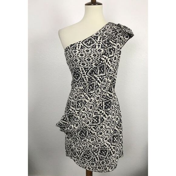 Nanette Lepore Print Silk One Shoulder Mini Dress - Picture 1 of 12